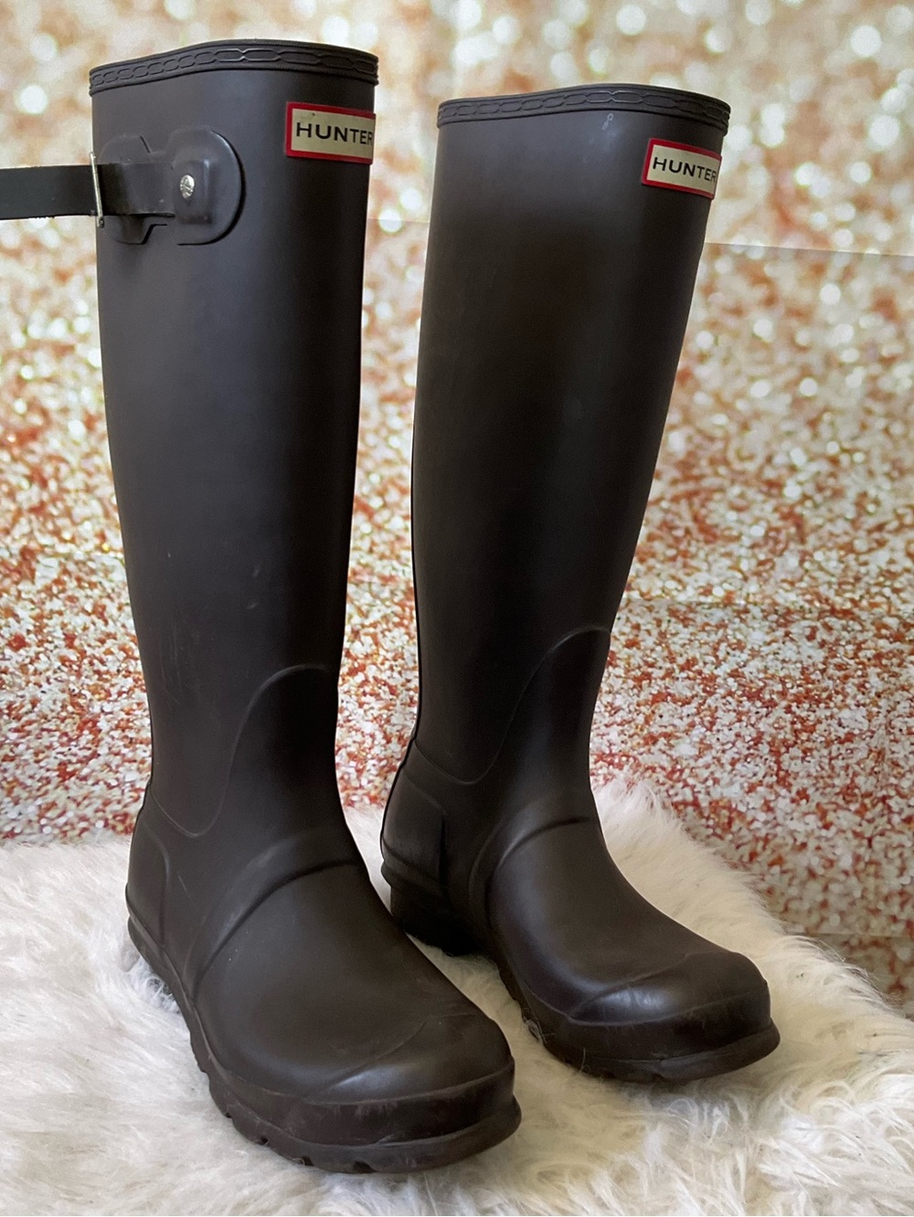 Hunter Dark Brown Rain Boots